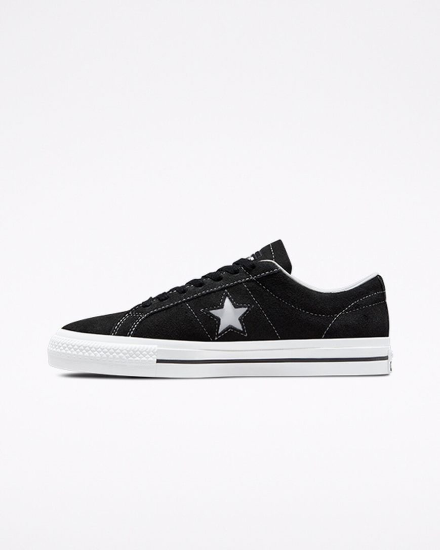 Men's Converse CONS One Star Pro Suede Skate Shoes Black / White | AU 841CEA